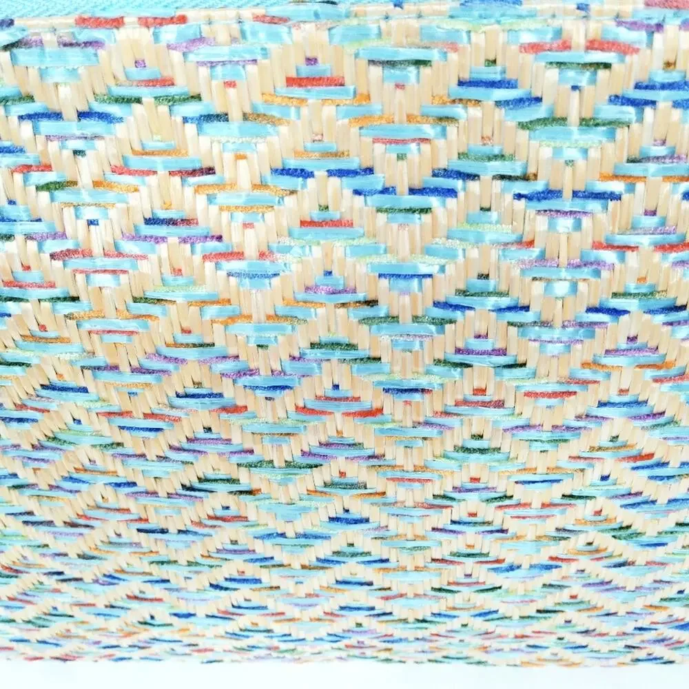 Lancome Blue Zip Tassel Clutch Bag Purse Handbag Blue Multi-Color